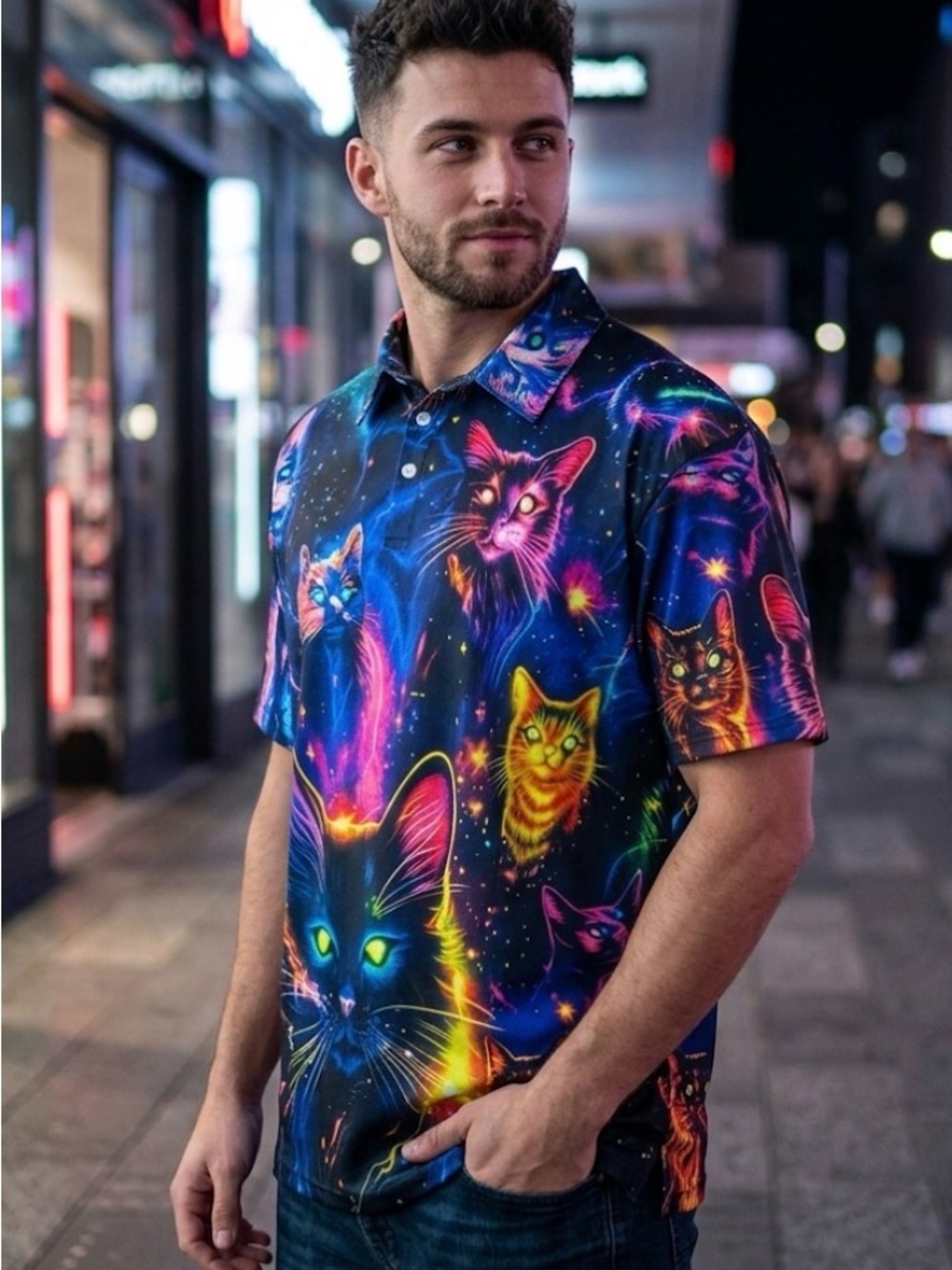 Men’s Neon Cat Shirt 2XL